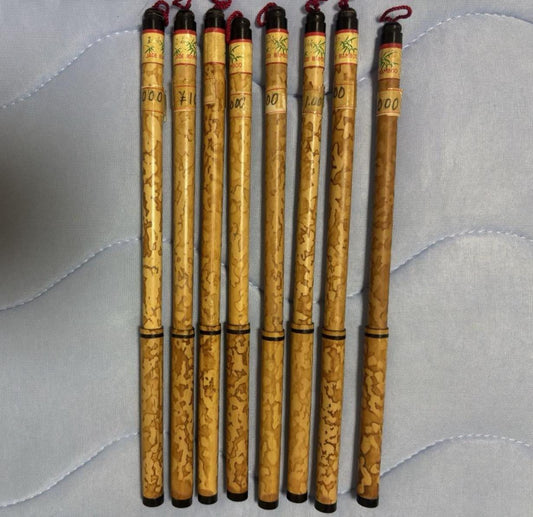 Used Japanese Calligraphy and Painting Brushes - Vintage Sumi-e Art Brushes Set of 8 with Bamboo Shaft and Natural Hair