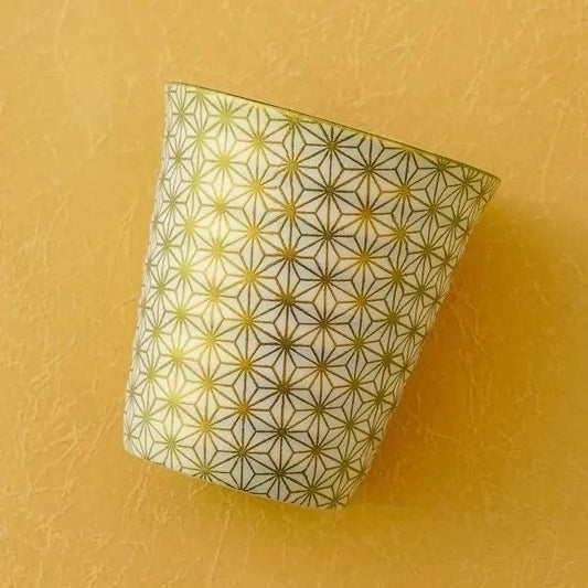 Brand New Japanese Rock Cup with Auspicious Asa-no-ha Pattern & Gold Accent, Microwave-Safe Porcelain Mug, Made in Japan Gift