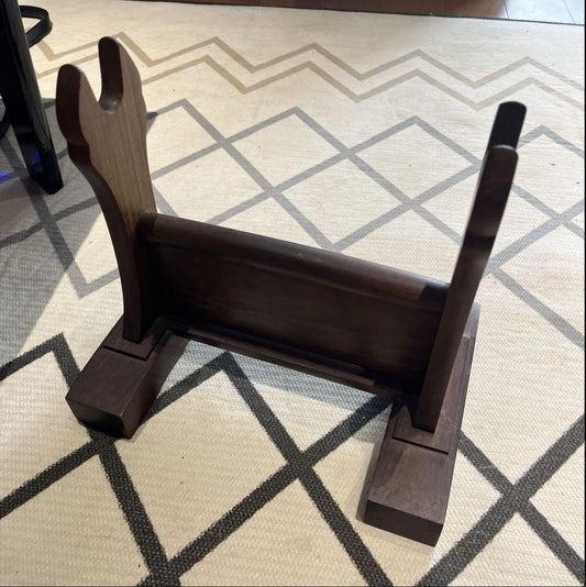 Used Japanese Katana Stand, Hand-Carved Rosewood Tanto Stand for Samurai Sword or Jutte Display