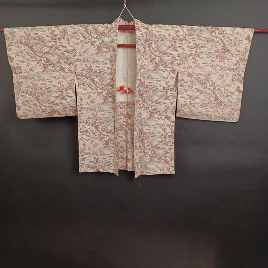 Used Japanese Haori Kimono Jacket - Vintage Unisex Kimono Coat with Traditional Patterned Design from Japan