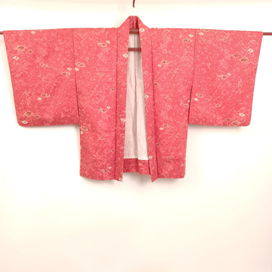 Used Japanese Haori Kimono Jacket - Vintage Unisex Kimono Coat with Elegant Floral Motif from Japan