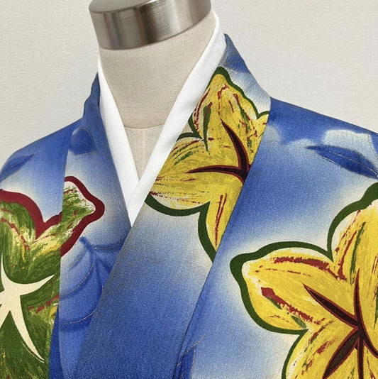 Used Vintage Silk Summer Kimono | Obsolete Star & Cloud Pattern | Authentic Japanese Omeshi Kimono Dress | One-of-a-kind Wearable Art