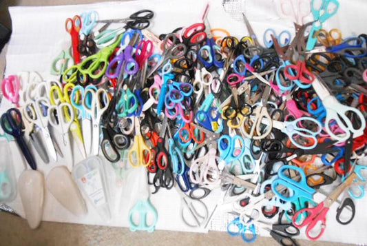 Used Scissors Bulk Lot - Set of 200 Assorted Vintage and Modern Japanese Scissors, Craft Supply, DIY, School and Office