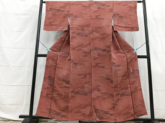 Used Japanese Kimono - Vintage Silk Edo Komon by Rokutani Baiken II, Heisei Era, Imperial Cart Motif, Collector's Garment