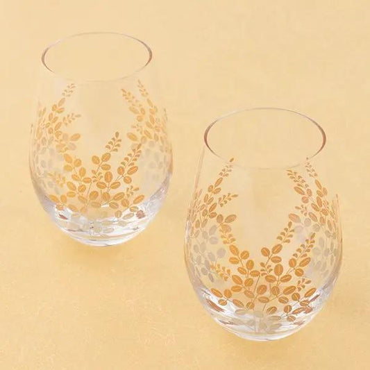 Japanese Maki-e Hagi Tumblers, Kishu Lacquerware and Glass Pair Set in Gift Box, Elegant and Traditional Drinkware, Made in Japan