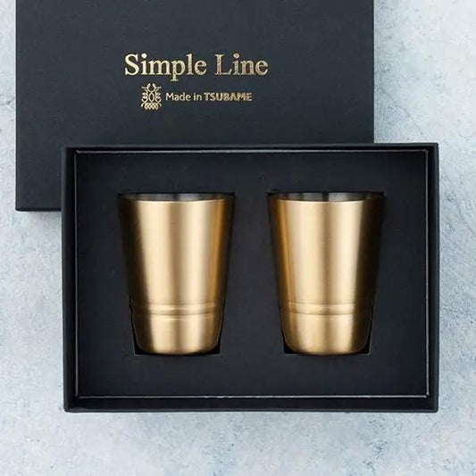 Japanese Brass Shot Tumbler Pair - Tsubame-Sanjo Artisan Craft, Luxury Gift Set for Sake, Whiskey & Cocktails| Forgot Souvenir