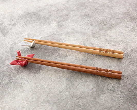 Japanese Chopsticks with Turtle Pattern & Crane Chopstick Rests - Auspicious Wedding Gift Set for Longevity| Forgot Souvenir