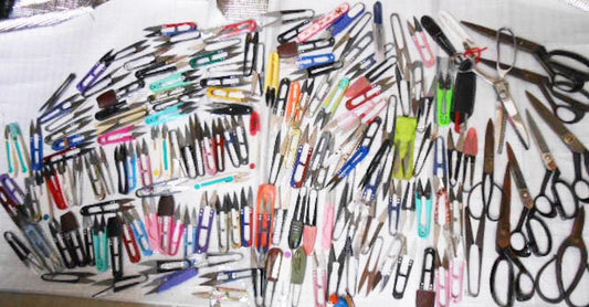 Used Japanese Scissors Bulk Lot - Set of 160 Assorted Vintage Sewing and Tailor's Shears for Craft Supply and DIY Projects