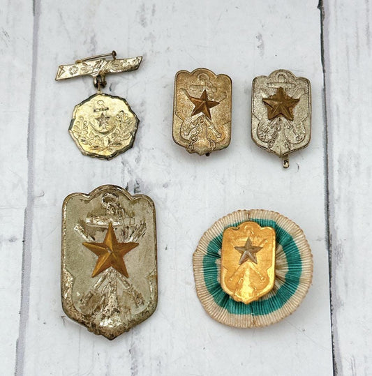 Used Rare Imperial Japan Military Veterans Association Badges & Patriotic Women's Association Medal Japanese Militaria Lot