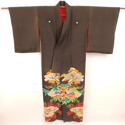 Used Japanese Kimono Long Robe Women's Traditional Dress 59in Tall Cosplay Home Decor