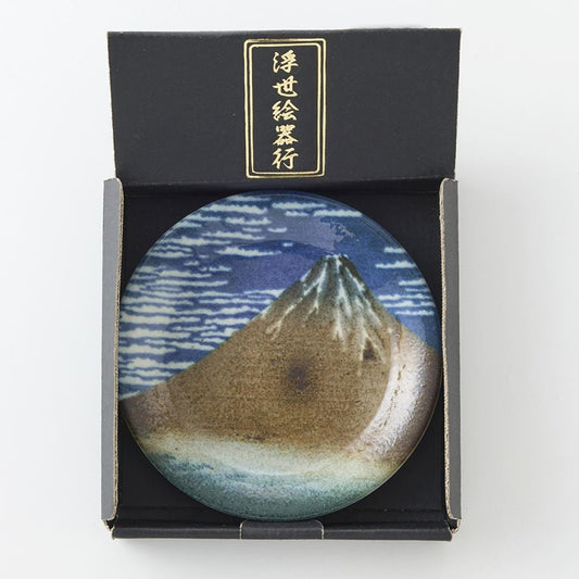 Hokusai Ukiyo-e Small Plate - Mt Fuji View Plate with Convertible Display Stand Box, Traditional Japanese Art Gift| Forgot Souvenir