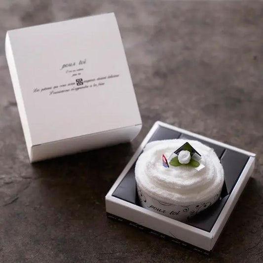 Imabari Towel Wedding Cake Gift - Elegant White Face Towel Favor in Decorative Box, Unique Bridal Shower Present Made in Japan