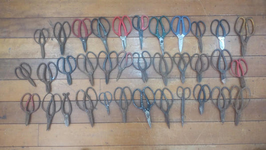 Used: Japanese Pruning Shears Lot of 37 - Vintage Bonsai Scissors, Gardening Tools Bundle for Restoration, Some Marked Blades