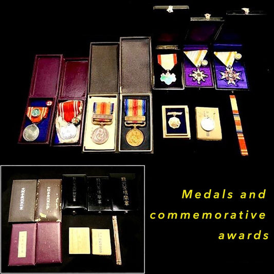 Vintage Imperial Japanese Military Medal Collection Lot - Vintage World War Badges, Commemorative Pin Set w/ Original Box