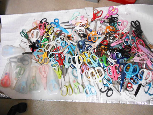 Used: Bulk Scissors Lot of Approx 170 Pcs - School, Office, Sewing, Craft Tool Assortment for Resale & Supplies, Mixed Styles