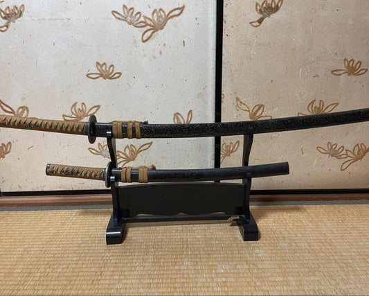 Used Japanese Samurai Katana Sword Replica Set Daisho (Long & Short) Metal Blade Prop Cosplay Decor 40 in