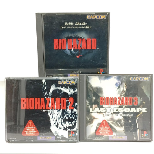 Used Japanese Biohazard 1 2 3 Game Lot for Sony PlayStation PS1 Resident Evil Trilogy Bundle Tested w/ Case & Manual