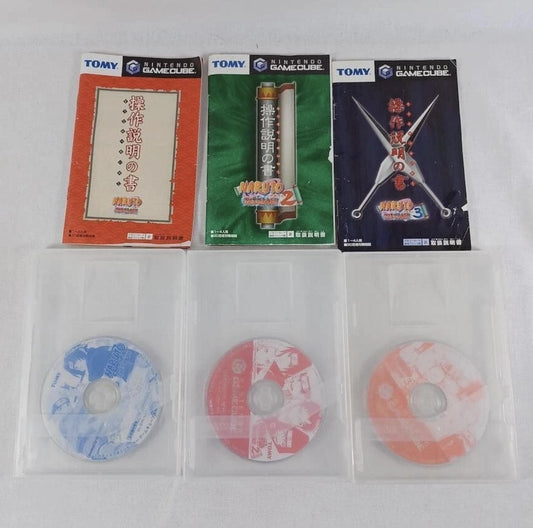 Used Japanese Naruto Gekitou Ninja Taisen 1 2 3 Game Lot Nintendo GameCube NTSC-J Fighting Trilogy Tested