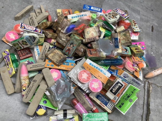 Used Vintage Japanese Eraser Lot Bulk Deadstock Showa Retro Rare Stationery Sanrio Dragon Ball Anime Junk AS IS