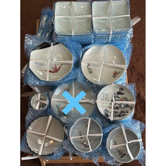 Used Huge Lot of 79 Vintage Showa Retro Japanese Pottery Bowls Plates Spoons Mino or Seto Ware Bulk Set