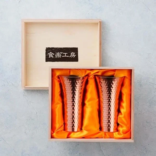 Japanese Copper Beer Tumblers - Silver Lined for Pure Flavor - Handcrafted in Tsubame - Keeps Drinks Extra Cold, Gift Box Included